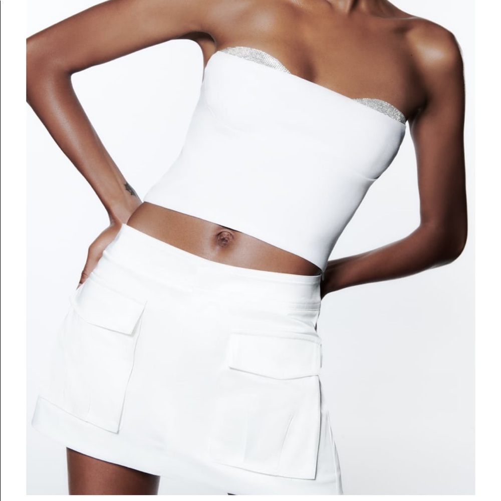 Zara Rhinestone Bustier Top and Skort Set